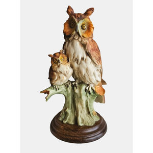 Giuseppe Armani Owl & Owlet Figurine Capodimonte Style Italy – Vintage Porcelain
